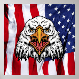 "American Pride: Majestic Eagle with Patriotic Poster