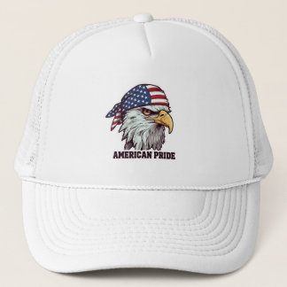 "American Pride Patriotic Eagle Hoodie - US Flag Trucker Hat