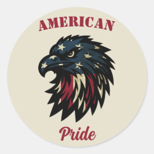 American Pride, Patriotic Red White Blue Eagle Classic Round Sticker