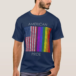 American Pride t Faded American rainbow flag T-Shirt