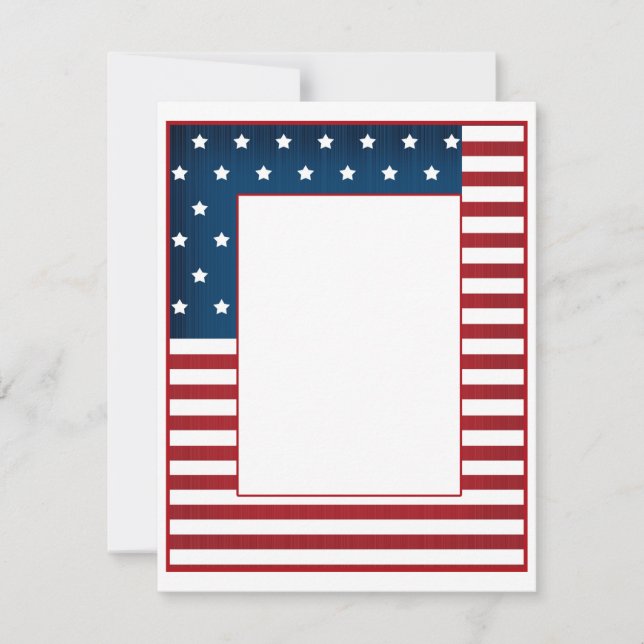 American print navy red white striped lined stars card (Front)