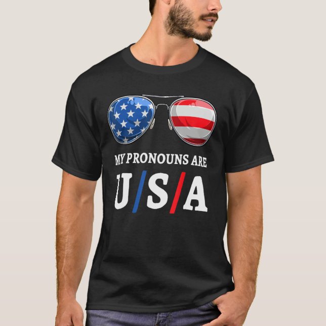 American Pronouns USA 4th Of July US Patriotic Pri T-Shirt (Front)