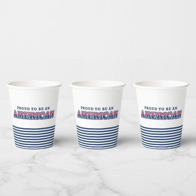 American Proud, Patriotic, Navy Stripes Paper Cups (Multi)