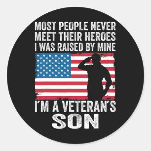 American Proud Veteran Son Veterans Day Memorial D Classic Round Sticker