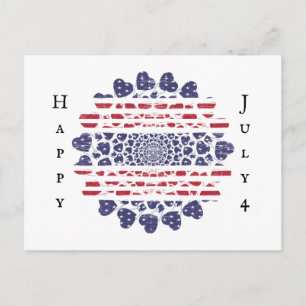 American Psychedelic Patriotic Hearts Tie Dye  Postcard