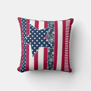 American ptriot traditional flag colours red navy cushion