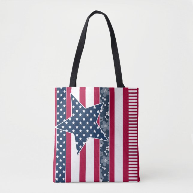 American ptriot traditional flag colours red navy  tote bag (Front)