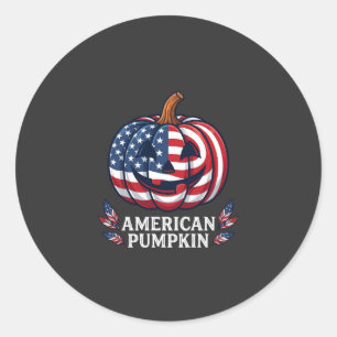 American Pumpkin Halloween Usa Flag Stars Stripes Classic Round Sticker