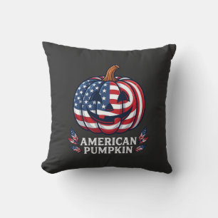 American Pumpkin Halloween Usa Flag Stars Stripes Cushion