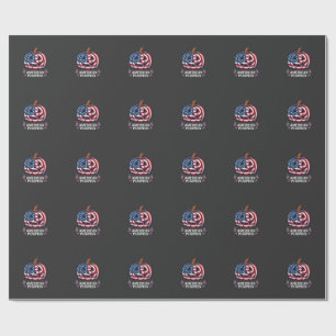 American Pumpkin Halloween Usa Flag Stars Stripes Wrapping Paper