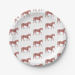 American Quarter Horse Brown Watercolor Equestrian Paper Plate