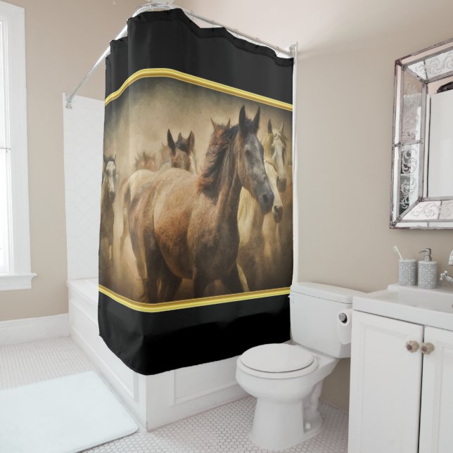 American Quarter Horse with a black back ground Shower Curtain (In Situ)