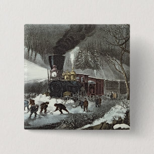 American Railroad Scene, 1871 15 Cm Square Badge