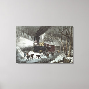 American Railroad Scene, 1871 Canvas Print