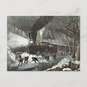 American Railroad Scene, 1871 Postcard