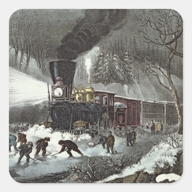 American Railroad Scene, 1871 Square Sticker (Front)