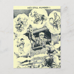 American Railroad Train Engineer Postcard