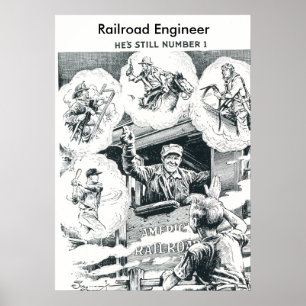 American Railroad Train Engineer Poster