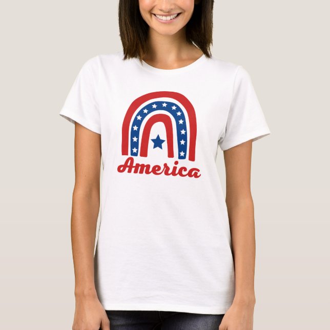 American Rainbow 4th Of July T-Shirt (Front)