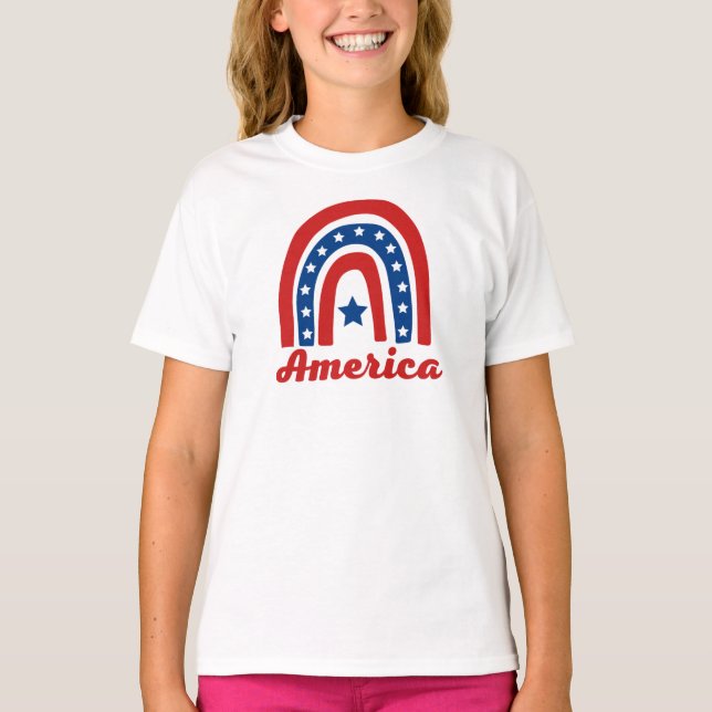 American Rainbow 4th Of July T-Shirt (Front)