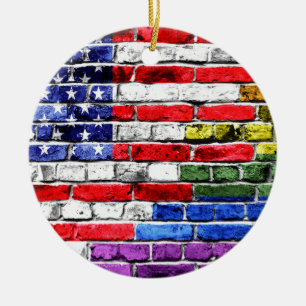 American Rainbow Flag Ceramic Tree Decoration