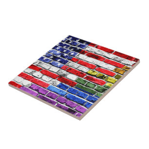 American Rainbow Flag Tile