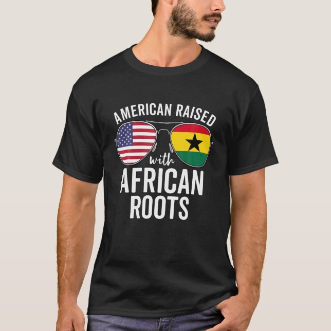 American Raised With African Roots USA Africa Flag T-Shirt (Front)