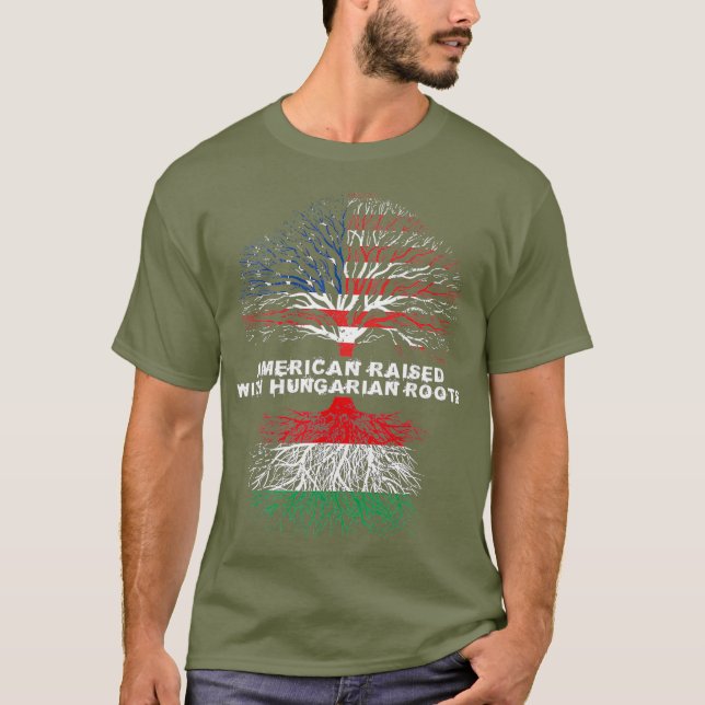 American Raised with Hungarian Roots Hungary T-Shirt (Front)