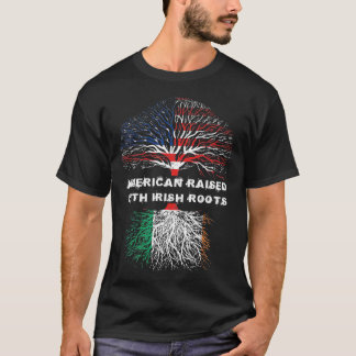 American Raised with Irish Roots Ireland USA Flag  T-Shirt