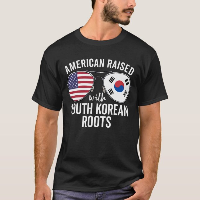American Raised With Korean Roots South Korea Flag T-Shirt (Front)
