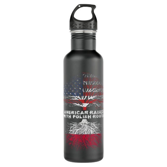 American Raised with Polish Roots Poland  710 Ml Water Bottle (Front)