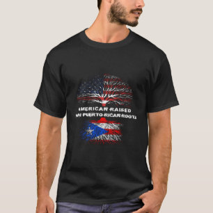 American Raised With Puerto Rican Roots Usa Flag H T-Shirt