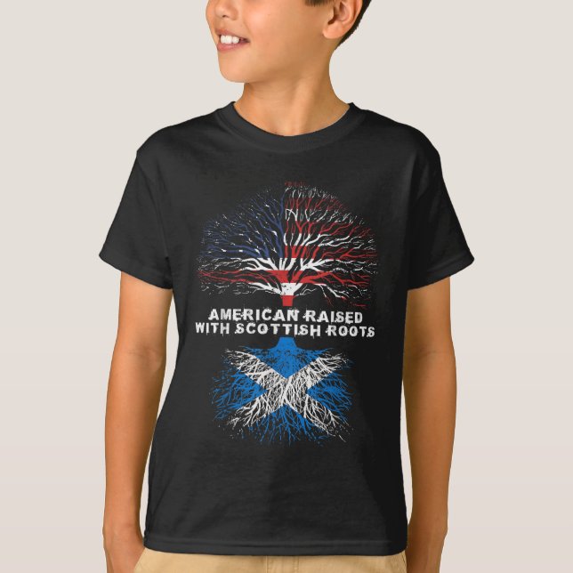 American Raised with Scottish Roots Scotland T-Shirt (Front)