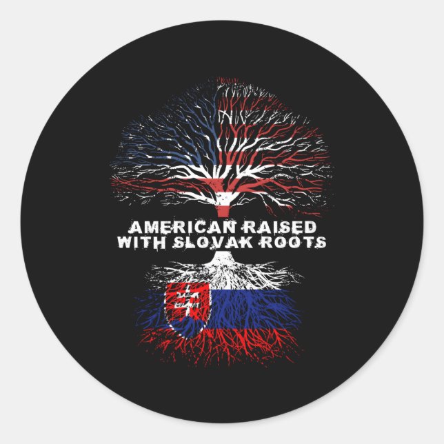 American Raised With Slovak Roots Slovakia Classic Round Sticker (Front)