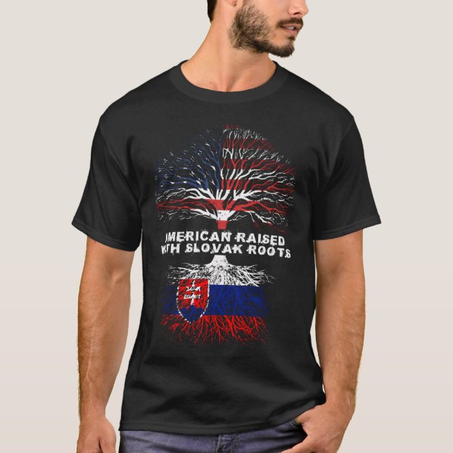 American Raised With Slovak Roots Slovakia T-Shirt (Front)