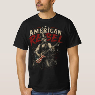 American Rebel Lincoln Flag Guitar Rock Art T-Shirt