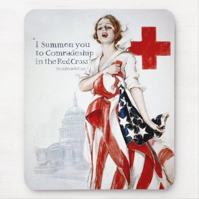 American Red Cross Vintage World War I Poster Mouse Mat (Front)