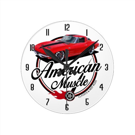 Image of American Red Muscle Round Clock