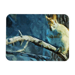 American Red Squirrel Abstract Impressionism Magnet