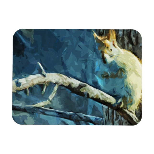 American Red Squirrel Abstract Impressionism Magnet (Horizontal)