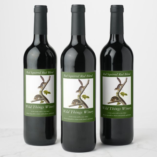 American Red Squirrel (Richardson's Columbian) Wine Label (Bottles)