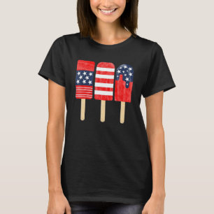 American Red White Blue 4th of July USA Ice Cream T-Shirt