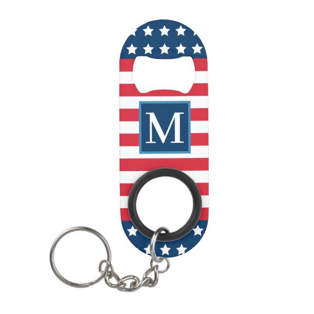 American Red White Blue Custom Monogram Initial (Front)