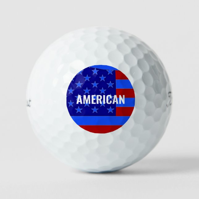 American red white blue patriotic fun golf balls (Front)