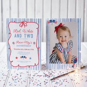 American Red White Two 2nd Birthday Invitation