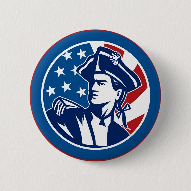 American revolutionary general soldier minuteman 6 cm round badge (Front)