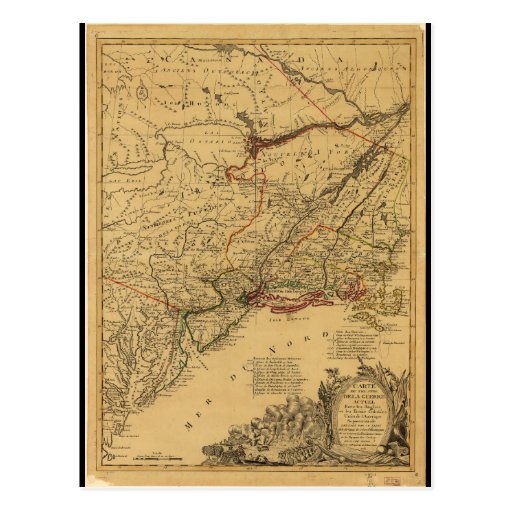 Image of American Revolutionary War Map by J.B Eliot (1781) Postcard