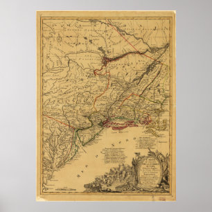 American Revolutionary War Map by J.B Eliot (1781) Poster