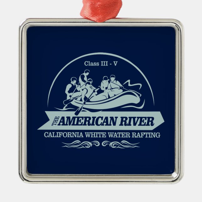 American River Rafting Metal Tree Decoration (Front)