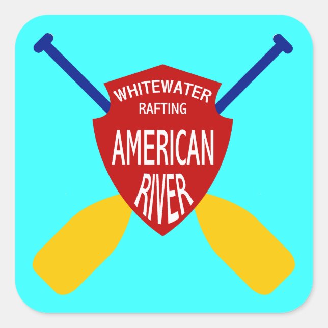 American River Whitewater Rafting Square Sticker (Front)